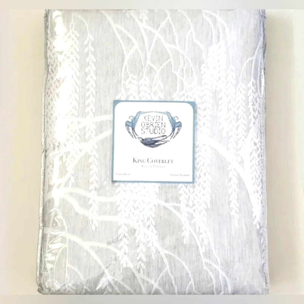 NEW Kevin O'Brien Studio King Jacquard Coverlet Willow Pattern